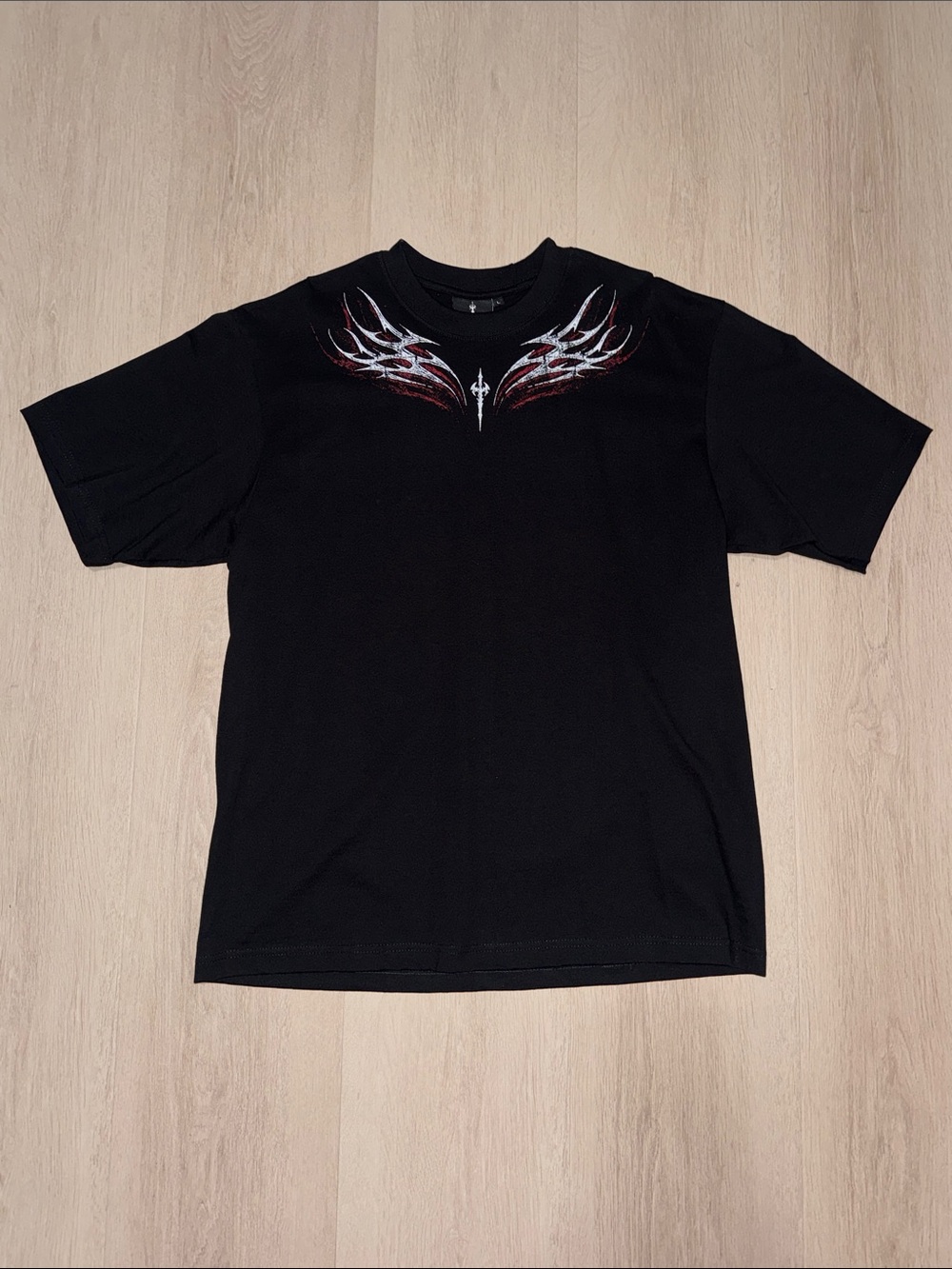 Mens Intrepid Pump Cover Black Graphic Tee/Red & White Wing Design/Back Graphic